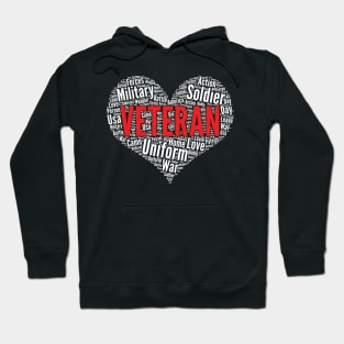 Veteran Heart Shape Word Cloud Design design Hoodie